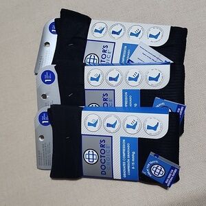 3 Pair Doctor's Choice Graduated‎ Compression Socks Black Sock Size 9-11